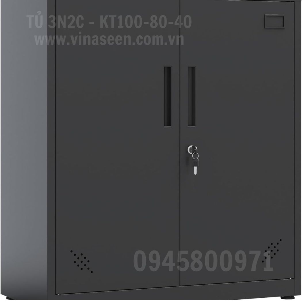 Tủ đựng dụng cụ đồ nghề 3 ngăn 2 cánh, màu xám, tủ đặt cố định.