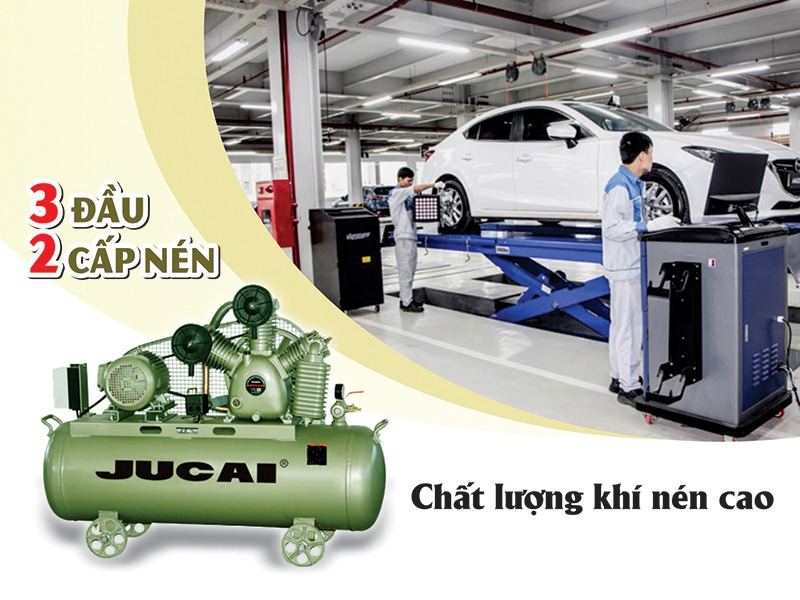 Máy nén khí có dầu, piston dây đai Jucai AW40012-0.525 5.5HP/200L/380V/12.5B