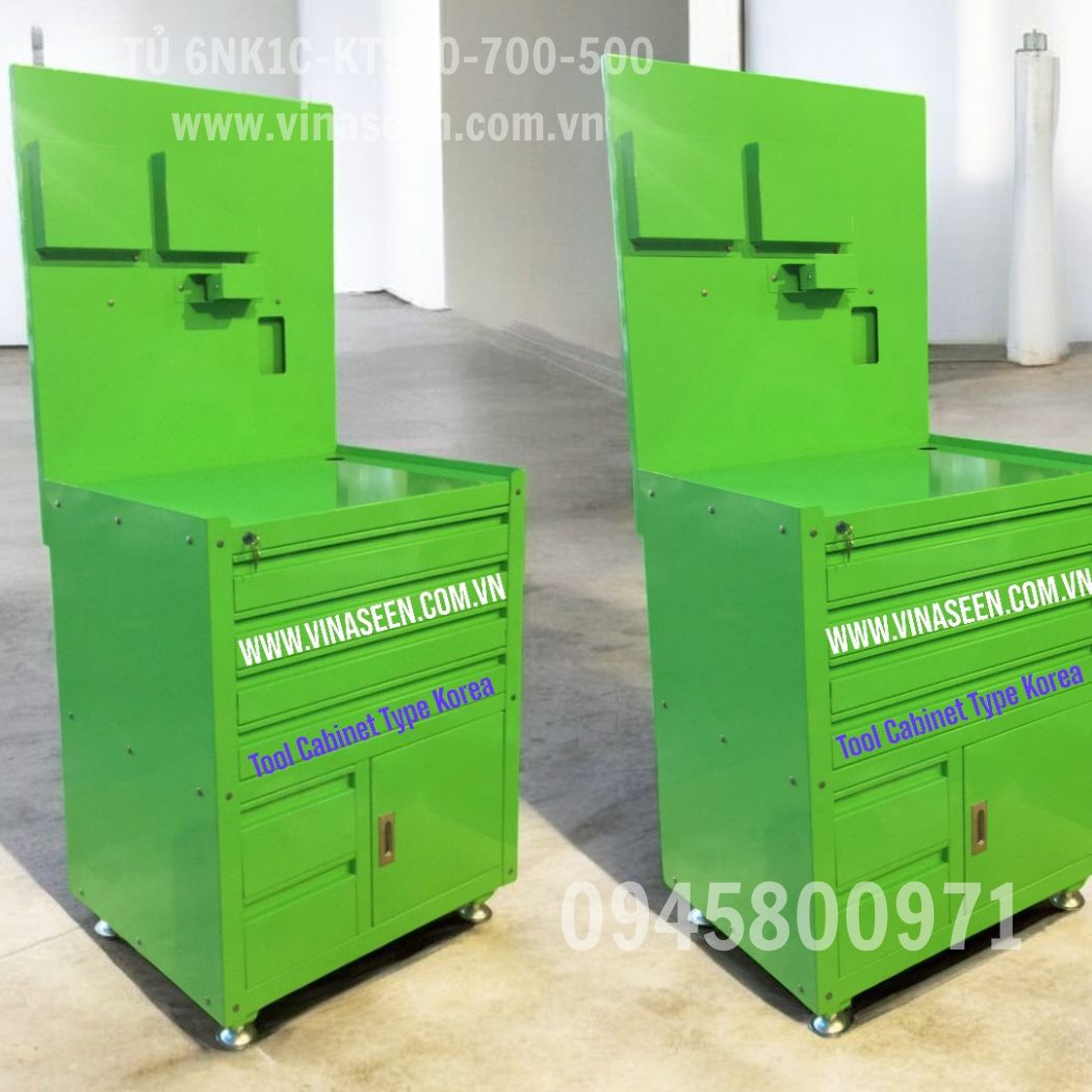Tủ đựng dụng cụ đồ nghề 6 ngăn kéo 1 cánh, có vách treo thiết bị tài liệu, đặt cố định