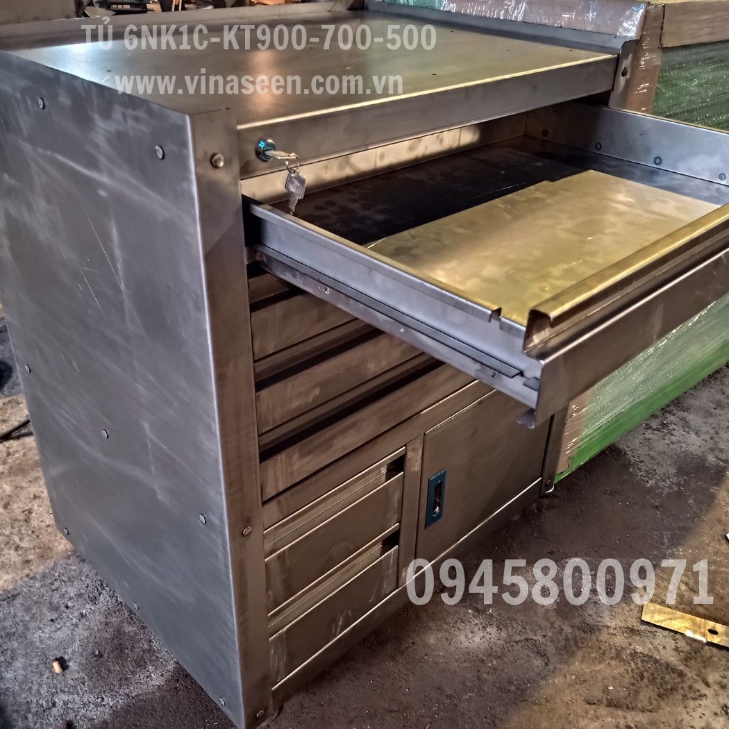 Tủ đựng dụng cụ đồ nghề 6 ngăn kéo 1 cánh, có vách treo thiết bị tài liệu, đặt cố định