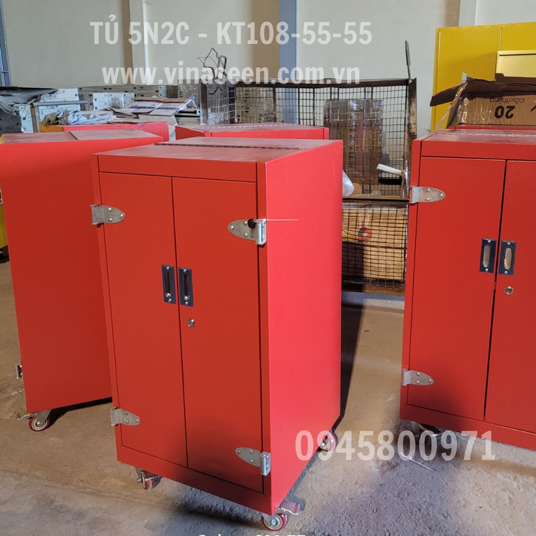 Tủ đựng dụng cụ đồ nghề 5 ngăn 2 cánh, có bánh xe di chuyển.