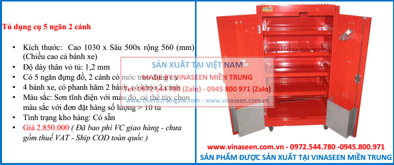 Tủ dụng cụ đồ nghề 5 ngăn 2 cánh VNSMT52RKX - STORAGE CABINET