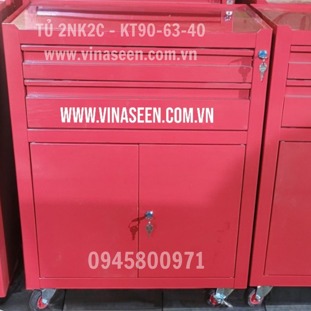 Tủ đựng dụng cụ đồ nghề 2 ngăn kéo 2 cánh, có bánh xe di chuyển.