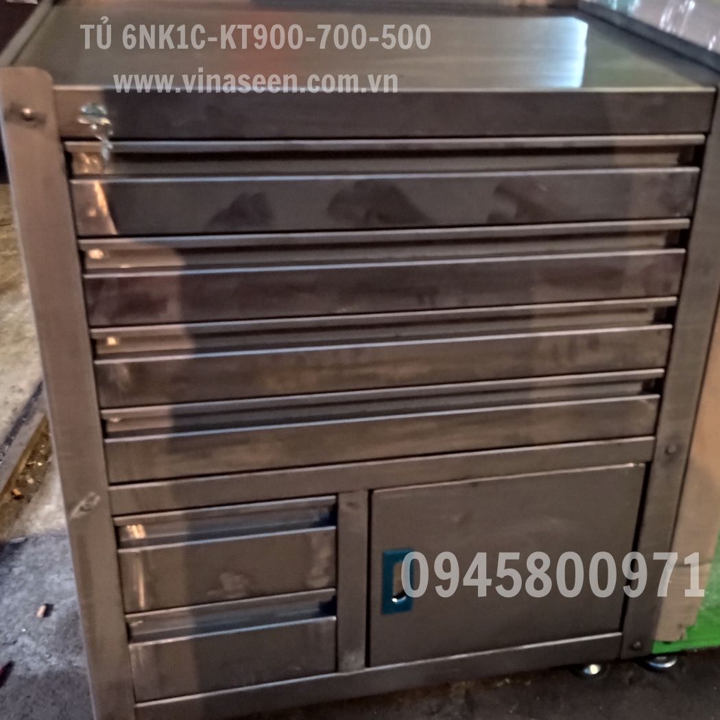 Tủ đựng dụng cụ đồ nghề 6 ngăn kéo 1 cánh, có vách treo thiết bị tài liệu, đặt cố định