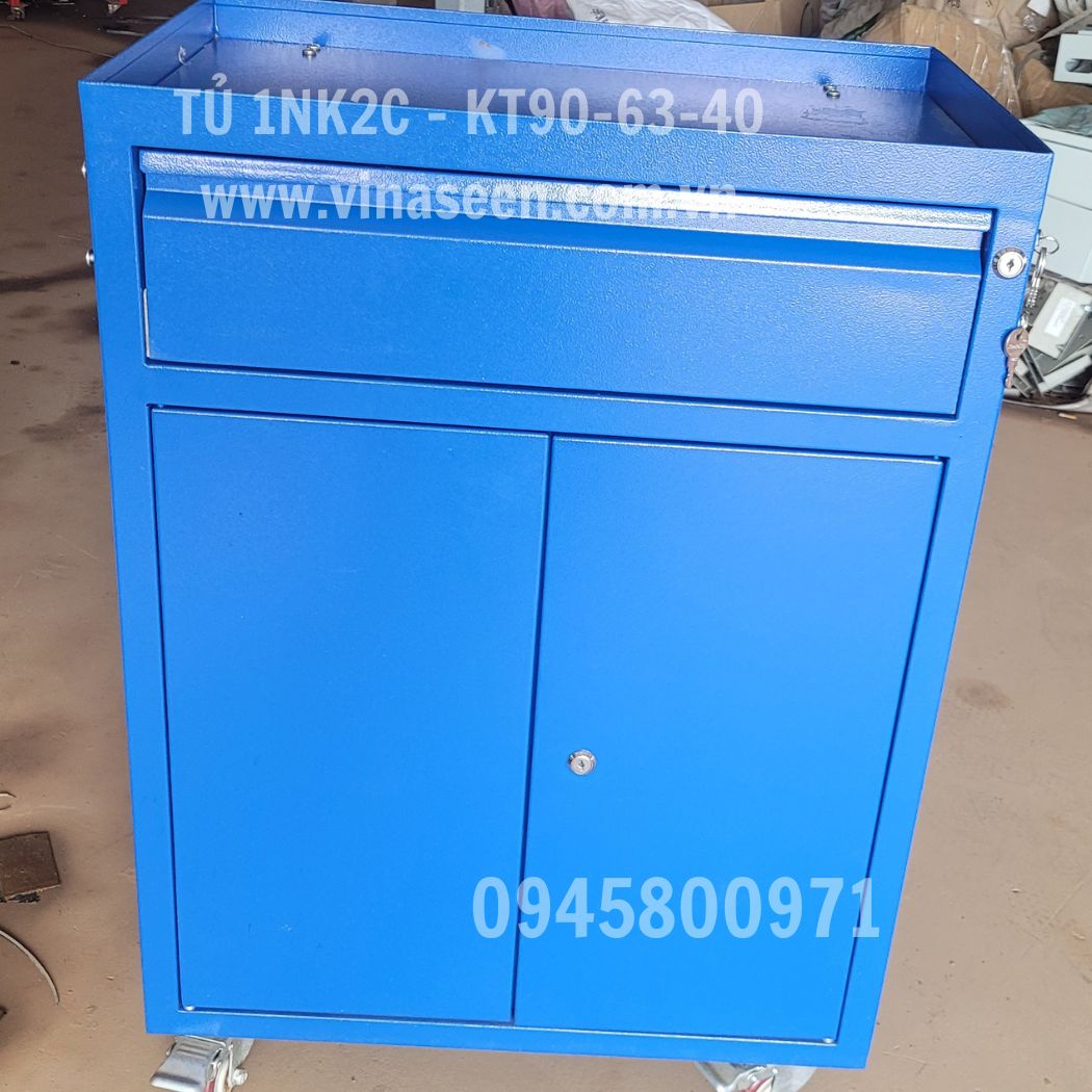 Tủ đựng dụng cụ đồ nghề 1 ngăn kéo 2 cánh, có bánh xe di chuyển.