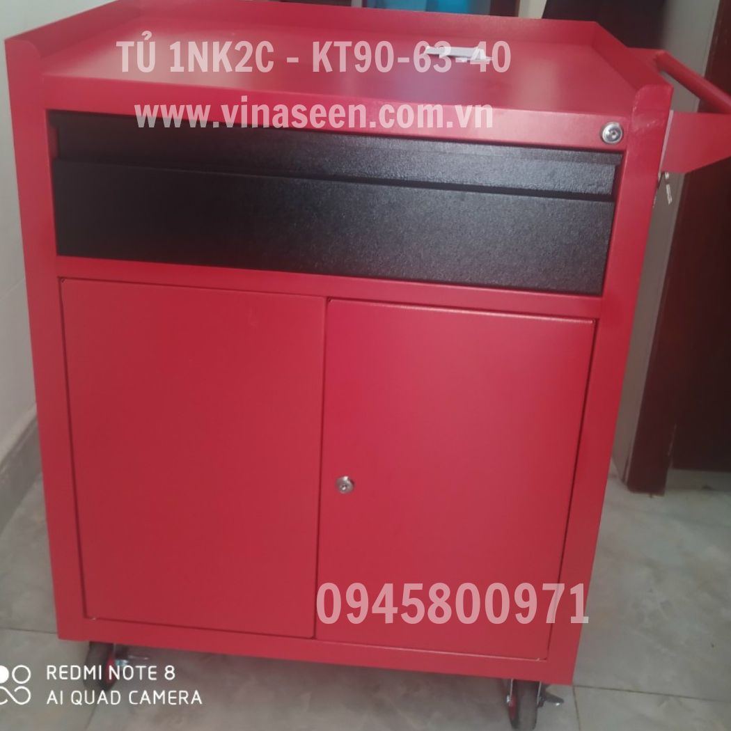 Tủ đựng dụng cụ đồ nghề 1 ngăn kéo 2 cánh, có bánh xe di chuyển.