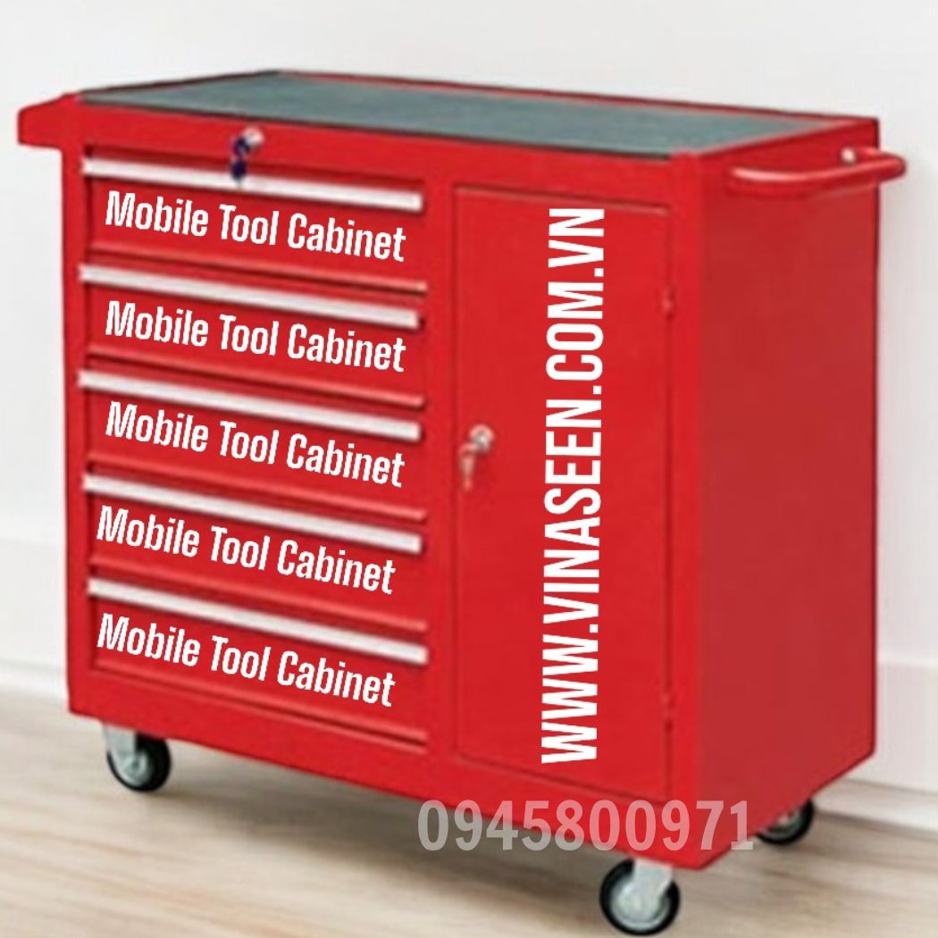 Tủ đựng dụng cụ đồ nghề 5 ngăn kéo 1 cánh, có bánh xe di chuyển.