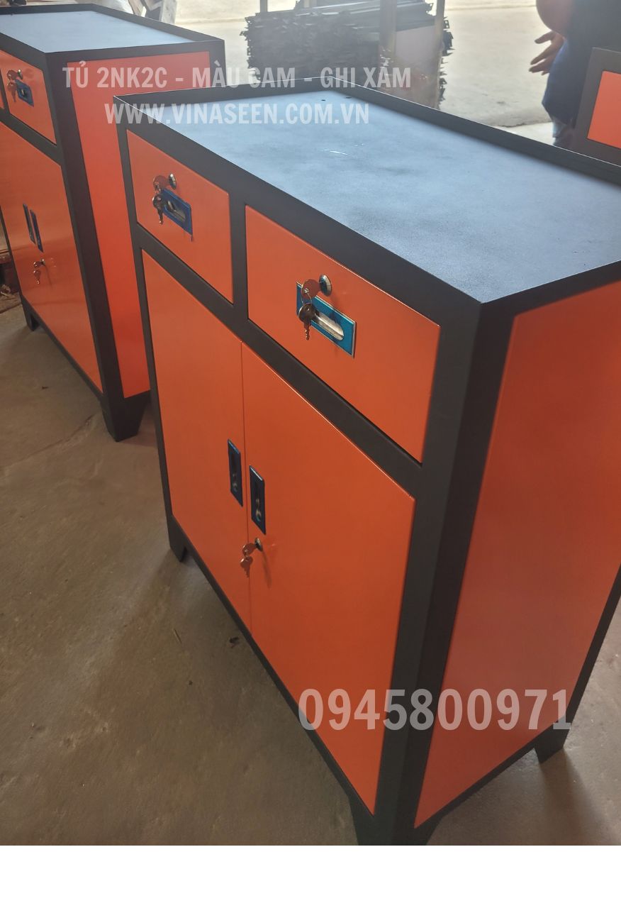 Tủ đựng dụng cụ đồ nghề 2 ngăn kéo 2 cánh, có vách treo dụng cụ, đặt cố định