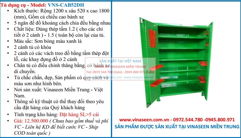 Tủ đựng dụng cụ đa năng VNS - CAB52DH