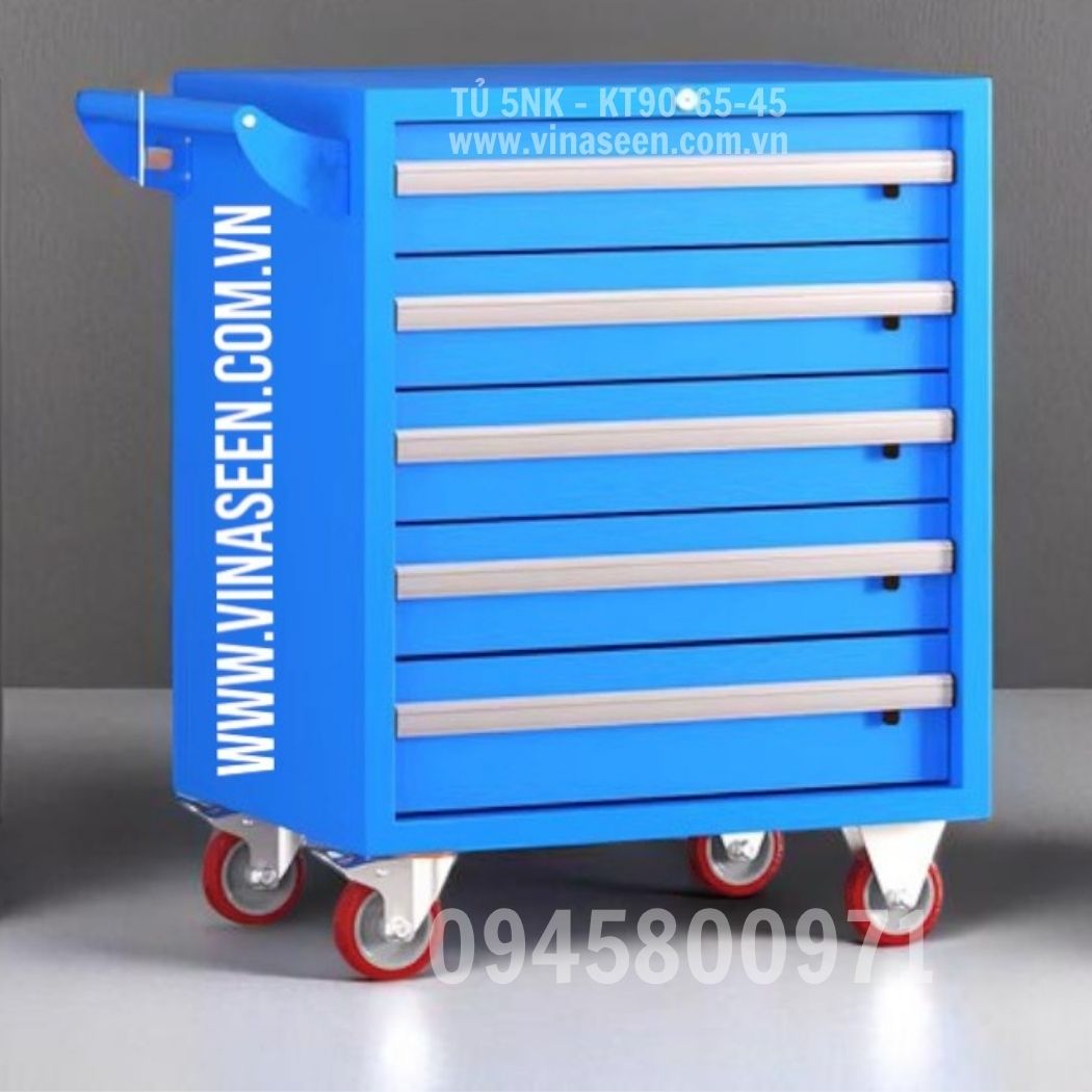 Tủ đựng dụng cụ đồ nghề 5 ngăn kéo, có bánh xe di chuyển.