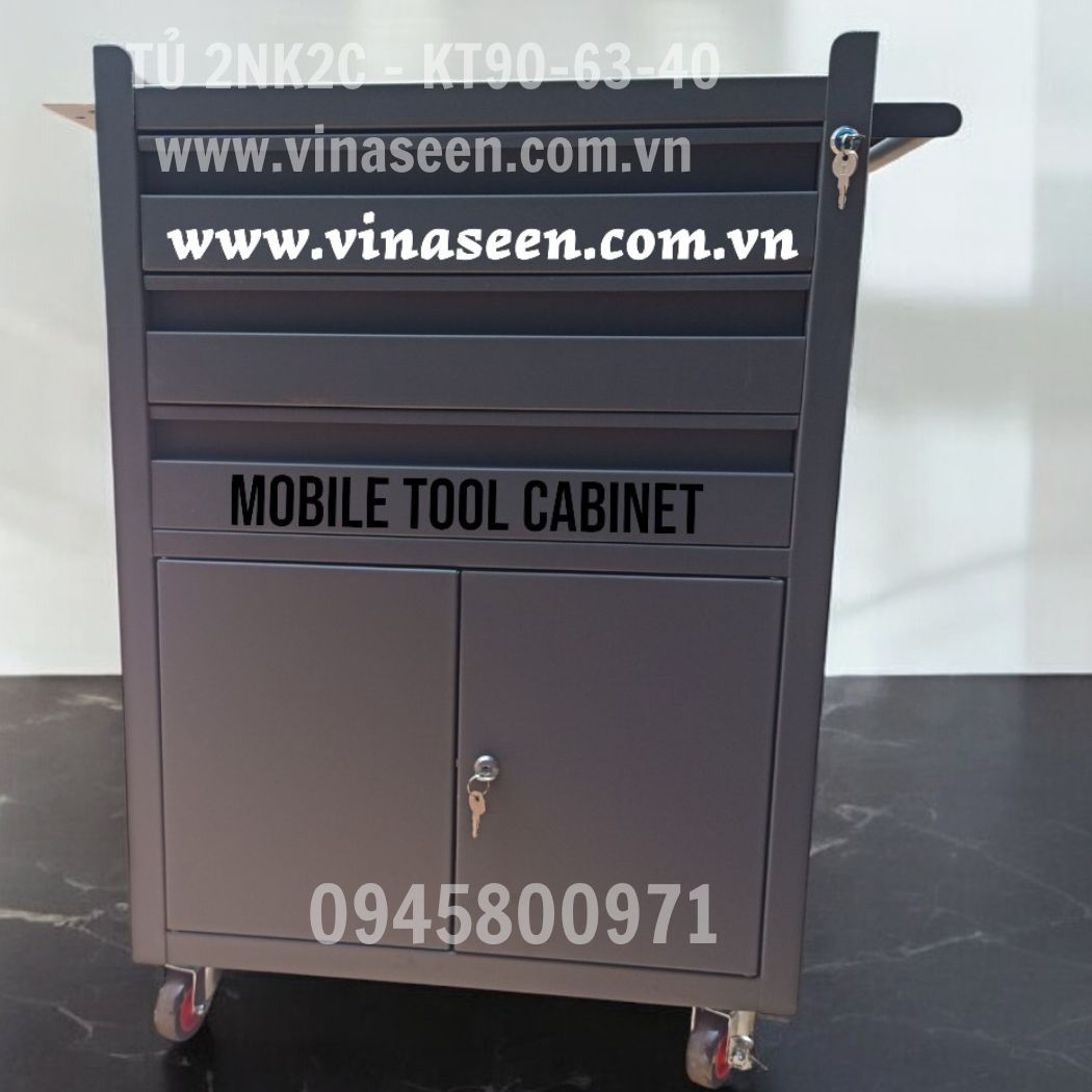 Tủ đựng dụng cụ đồ nghề 2 ngăn kéo 2 cánh, có bánh xe di chuyển.