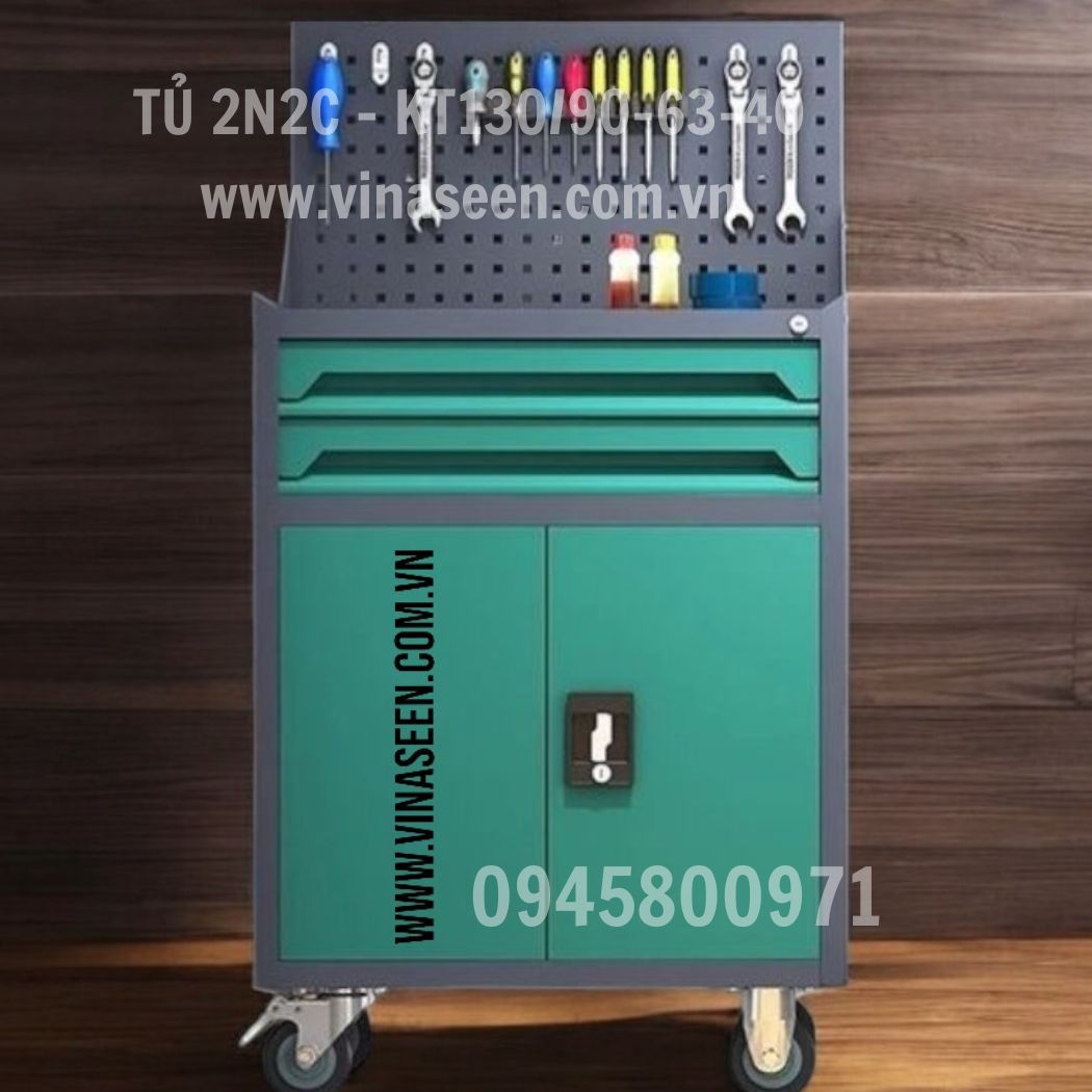 Tủ đựng dụng cụ đồ nghề 2 ngăn kéo 2 cánh, có vách treo dụng cụ.