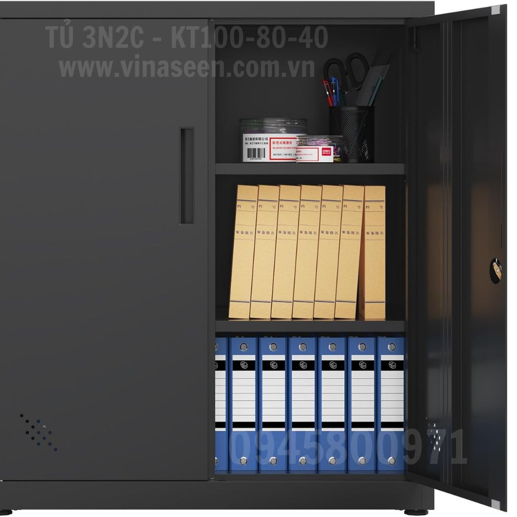 Tủ đựng dụng cụ đồ nghề 3 ngăn 2 cánh, màu xám, tủ đặt cố định.