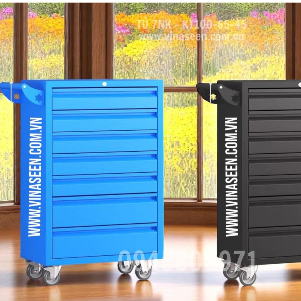 Tủ đựng dụng cụ đồ nghề 7 ngăn kéo, có bánh xe di chuyển.