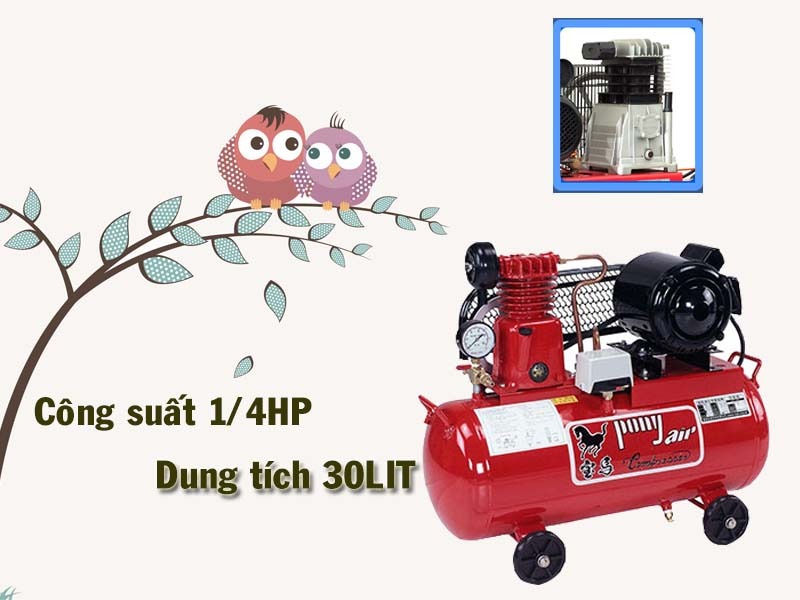 Máy nén khí 1 cấp có dầu, piston dây đai DK-I30L/0.25HP/220V