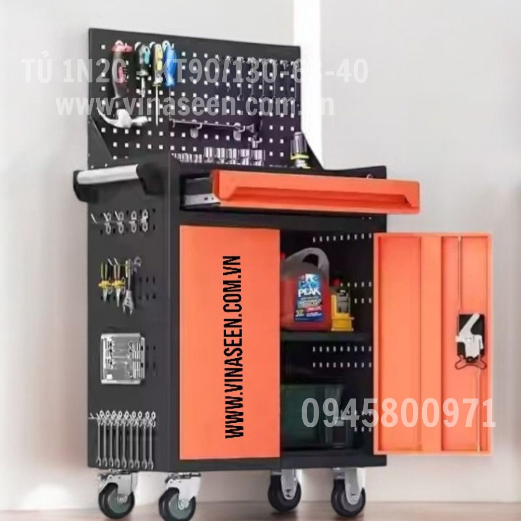 Tủ đựng dụng cụ đồ nghề 1 ngăn kéo 2 cánh, có vách treo dụng cụ.