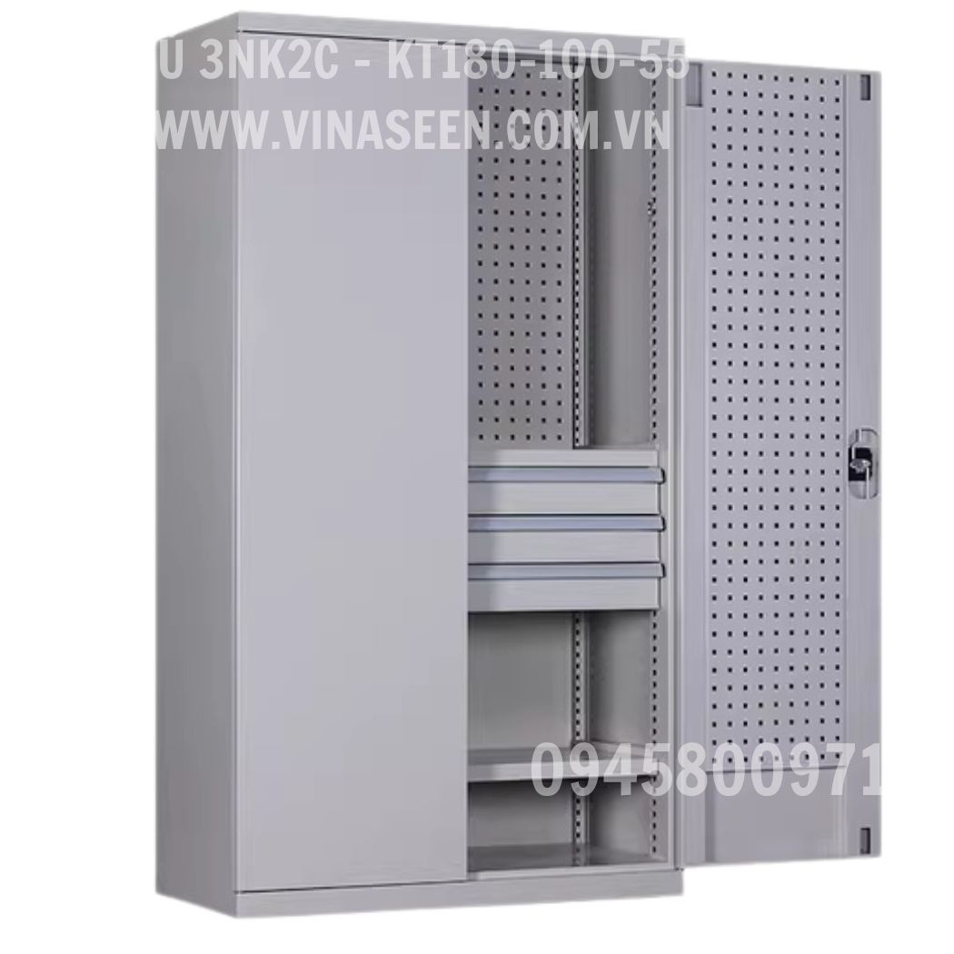 Tủ đựng dụng cụ đồ nghề 3 ngăn kéo 2 cánh, đặt cố định.