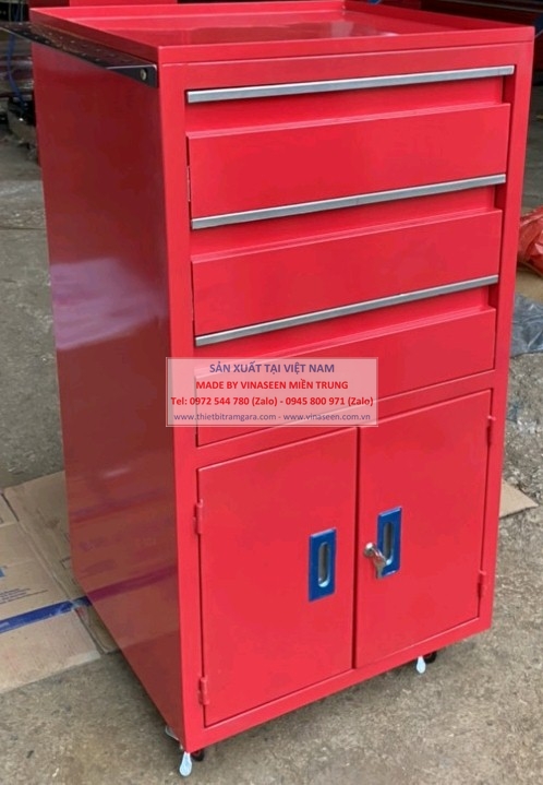 Tủ đựng dụng cụ đồ nghề 3 ngăn kéo & 1 hộc tủ 2 cánh - Màu ghi xám