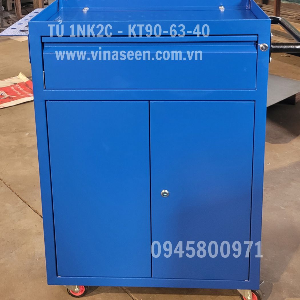 Tủ đựng dụng cụ đồ nghề 1 ngăn kéo 2 cánh, có bánh xe di chuyển.