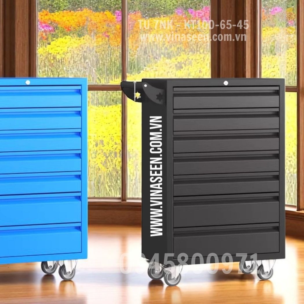 Tủ đựng dụng cụ đồ nghề 7 ngăn kéo, có bánh xe di chuyển.