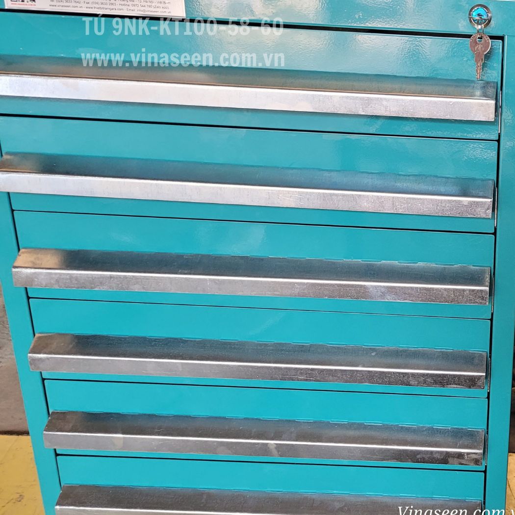 Tủ đựng dụng cụ đồ nghề 9 ngăn kéo, đặt cố định.