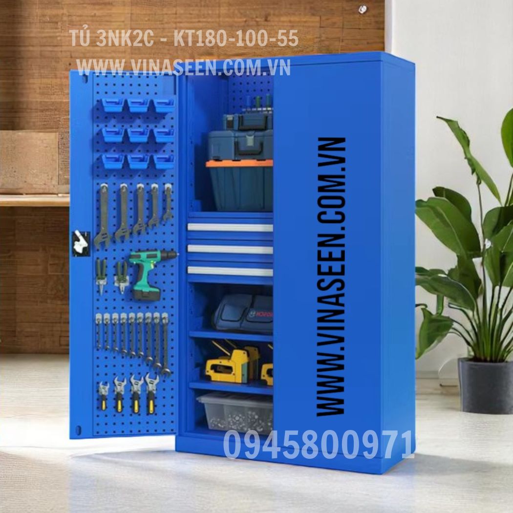 Tủ đựng dụng cụ đồ nghề 3 ngăn kéo 2 cánh, đặt cố định.