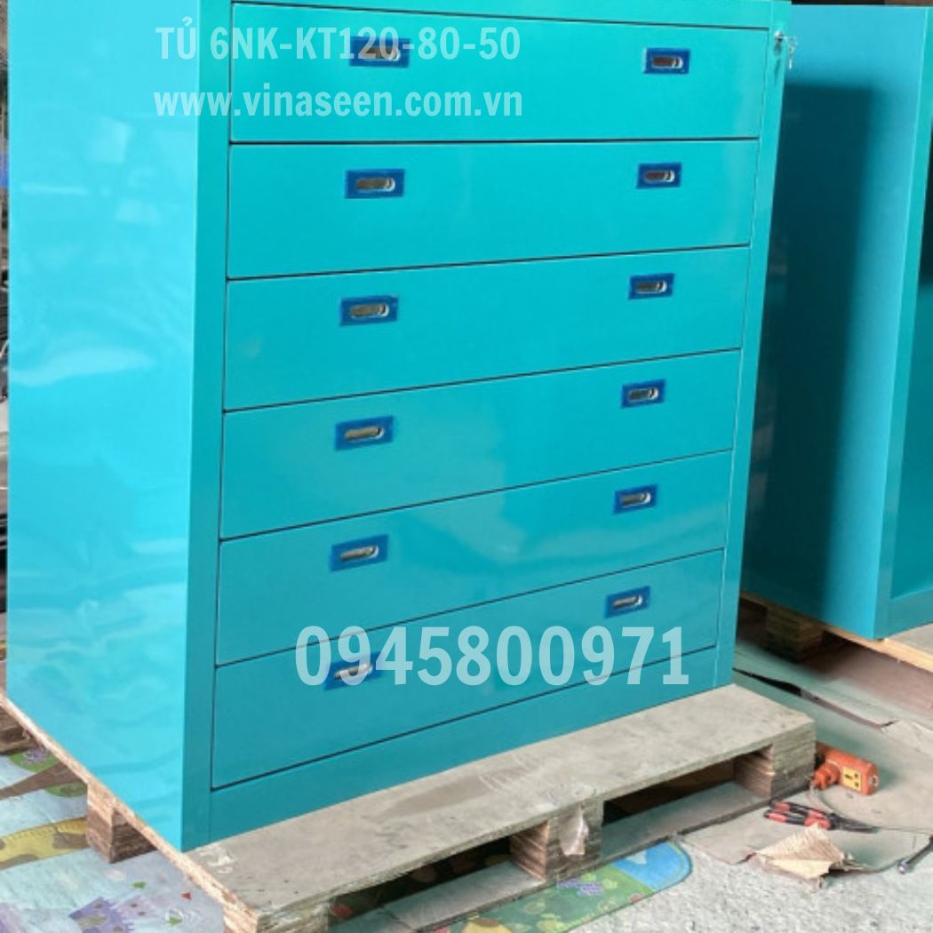Tủ đựng dụng cụ đồ nghề 6 ngăn kéo, đặt cố định.