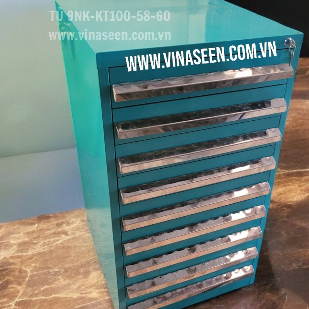 Tủ đựng dụng cụ đồ nghề 9 ngăn kéo, đặt cố định.