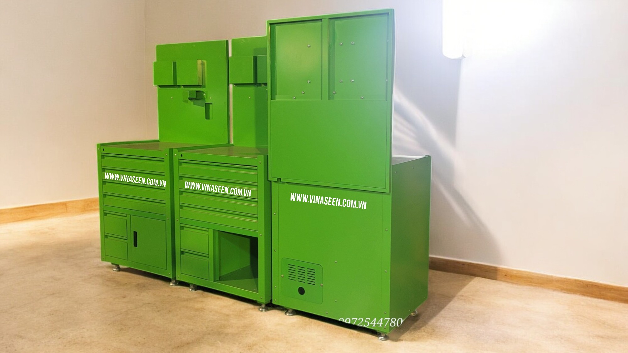 Tủ đựng dụng cụ đồ nghề 6 ngăn kéo 1 cánh, có vách treo thiết bị tài liệu, đặt cố định
