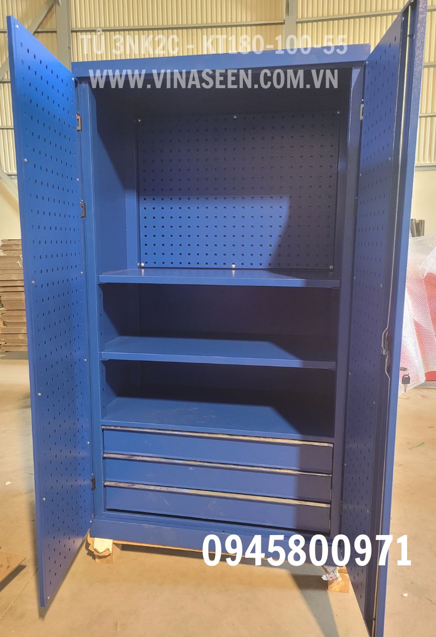 Tủ đựng dụng cụ đồ nghề 3 ngăn kéo 2 cánh, đặt cố định.