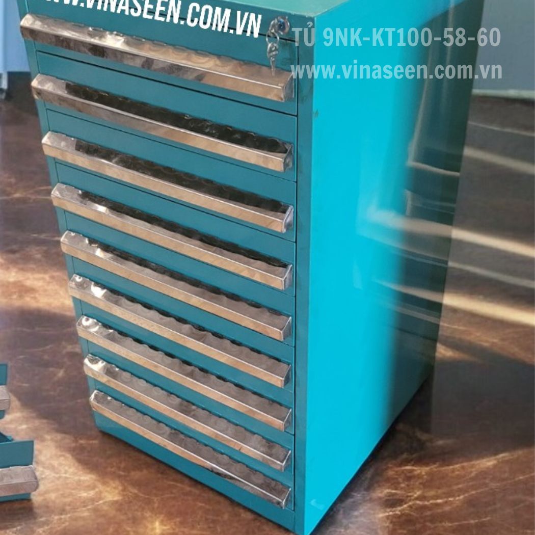 Tủ đựng dụng cụ đồ nghề 9 ngăn kéo, đặt cố định.