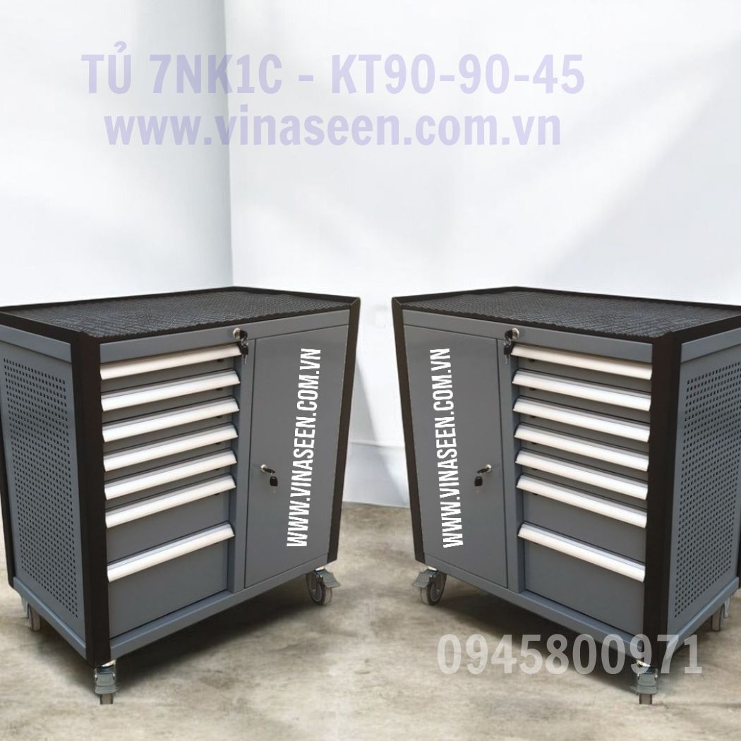 Tủ đựng dụng cụ đồ nghề 7 ngăn kéo 1 cánh, có bánh xe di chuyển.