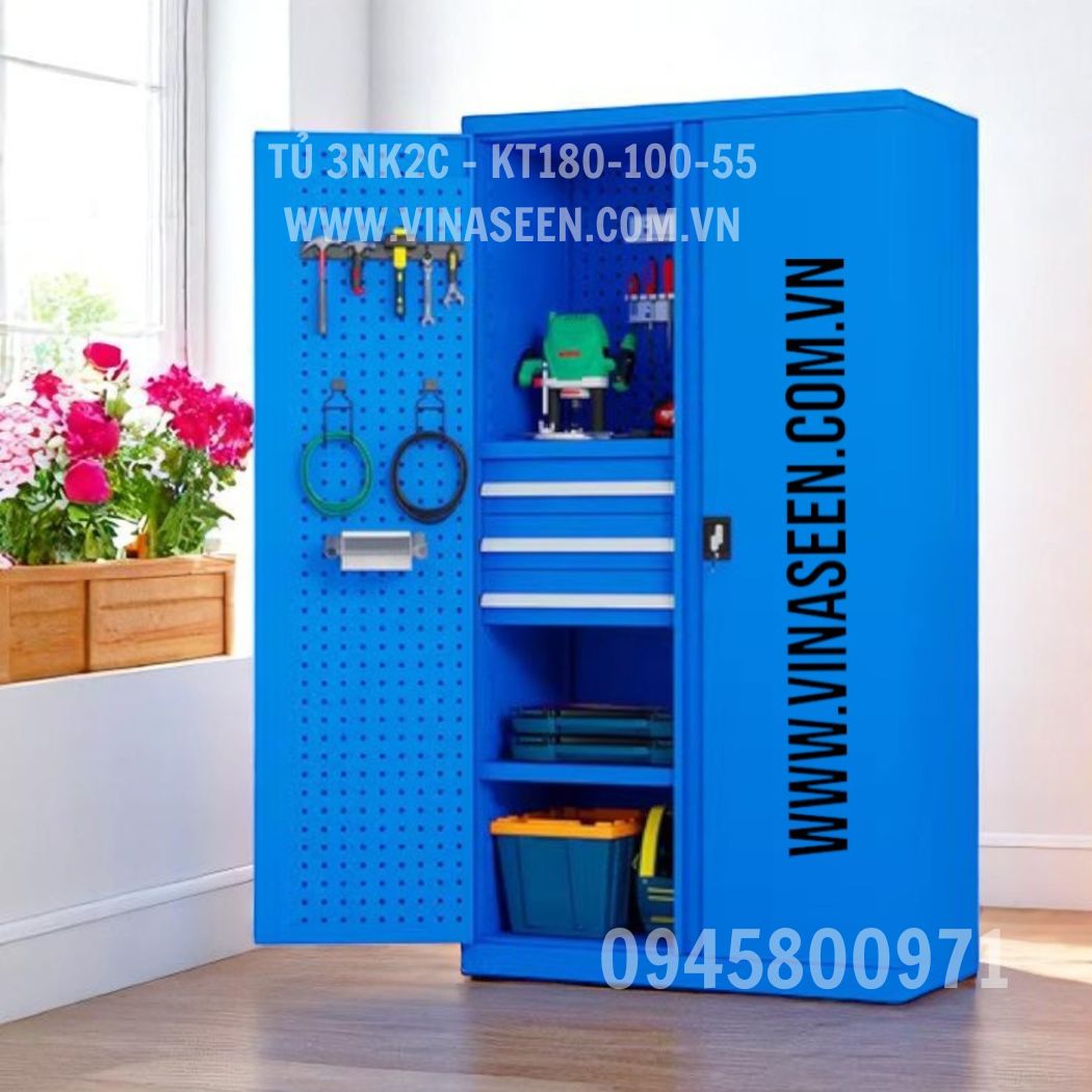 Tủ đựng dụng cụ đồ nghề 3 ngăn kéo 2 cánh, đặt cố định.