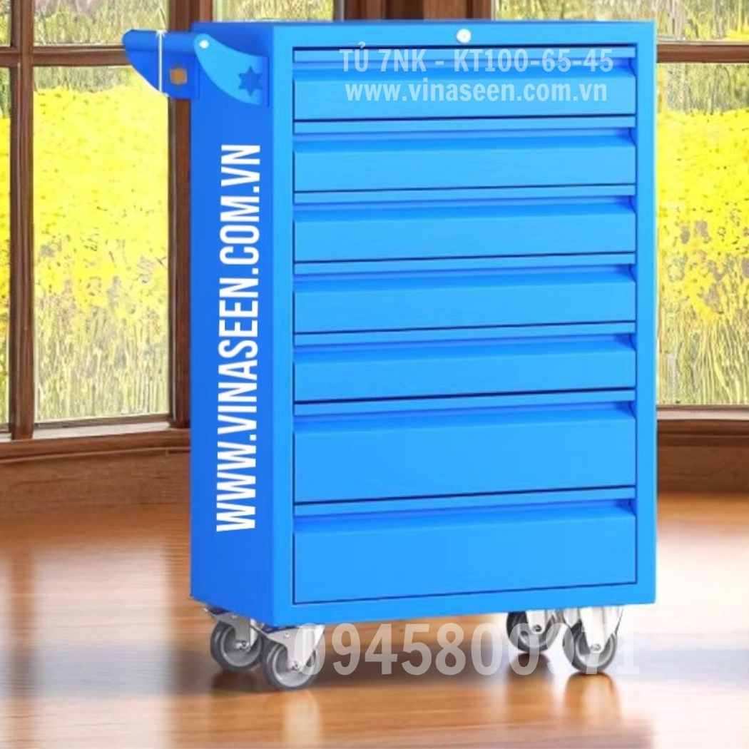 Tủ đựng dụng cụ đồ nghề 7 ngăn kéo, có bánh xe di chuyển.