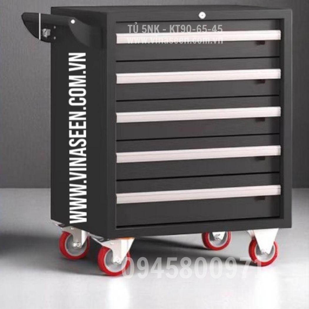 Tủ đựng dụng cụ đồ nghề 5 ngăn kéo, có bánh xe di chuyển.