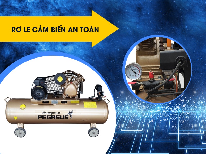 Máy nén khí 2 cấp, có dầu, piston dây đai Pegasus TM-V-0.25/12.5-120L-3HP/220V