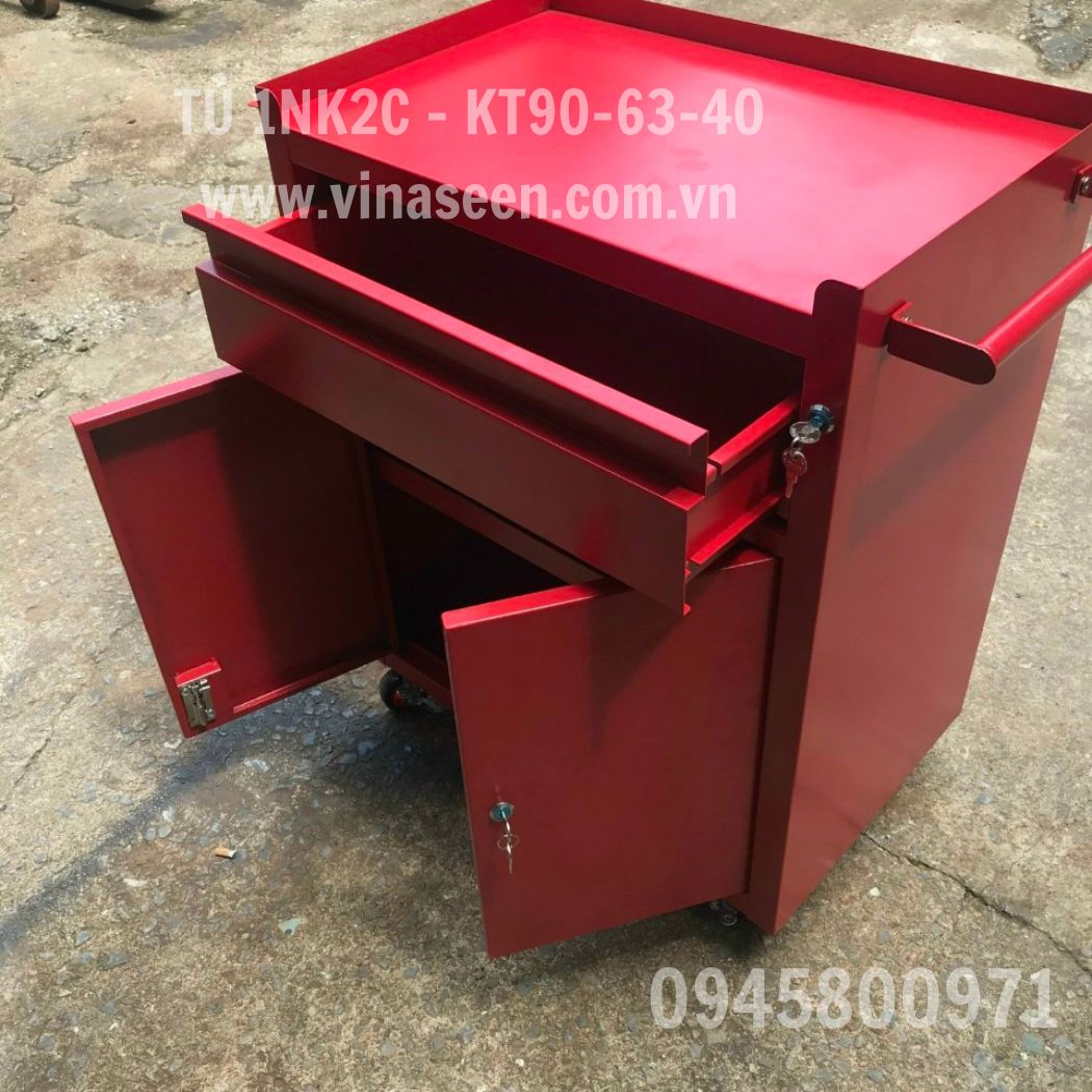 Tủ đựng dụng cụ đồ nghề 1 ngăn kéo 2 cánh, có bánh xe di chuyển.