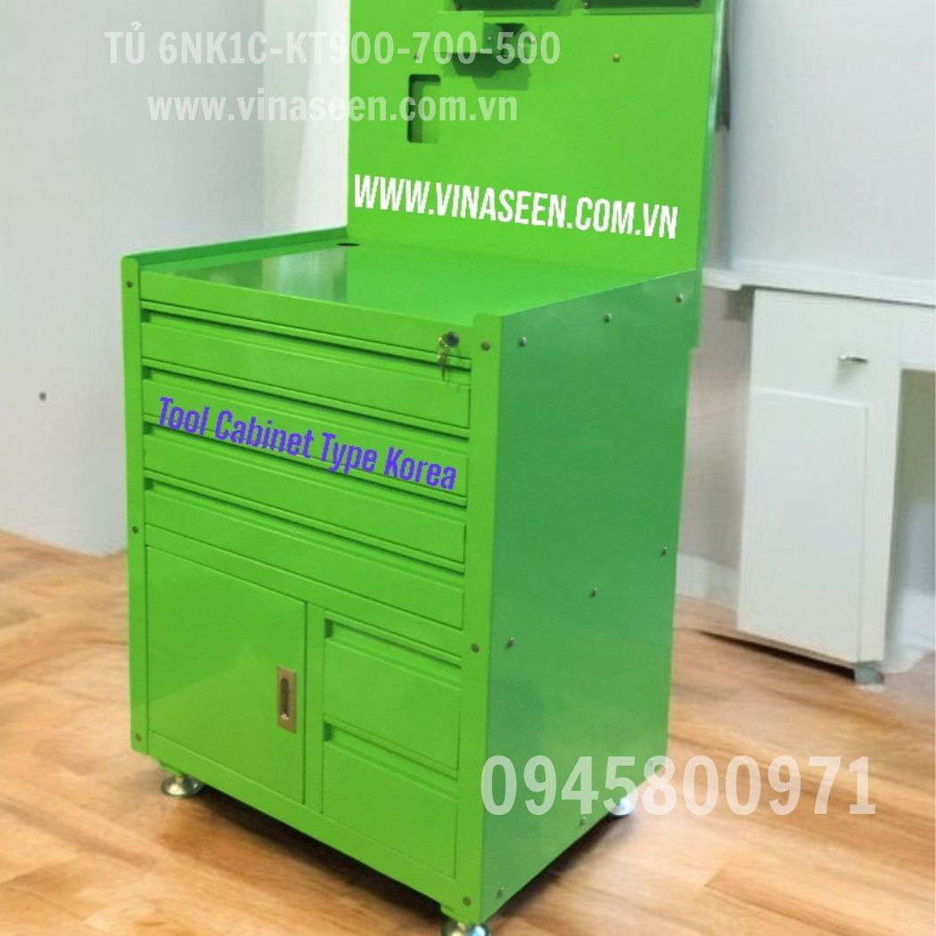 Tủ đựng dụng cụ đồ nghề 6 ngăn kéo 1 cánh, có vách treo thiết bị tài liệu, đặt cố định