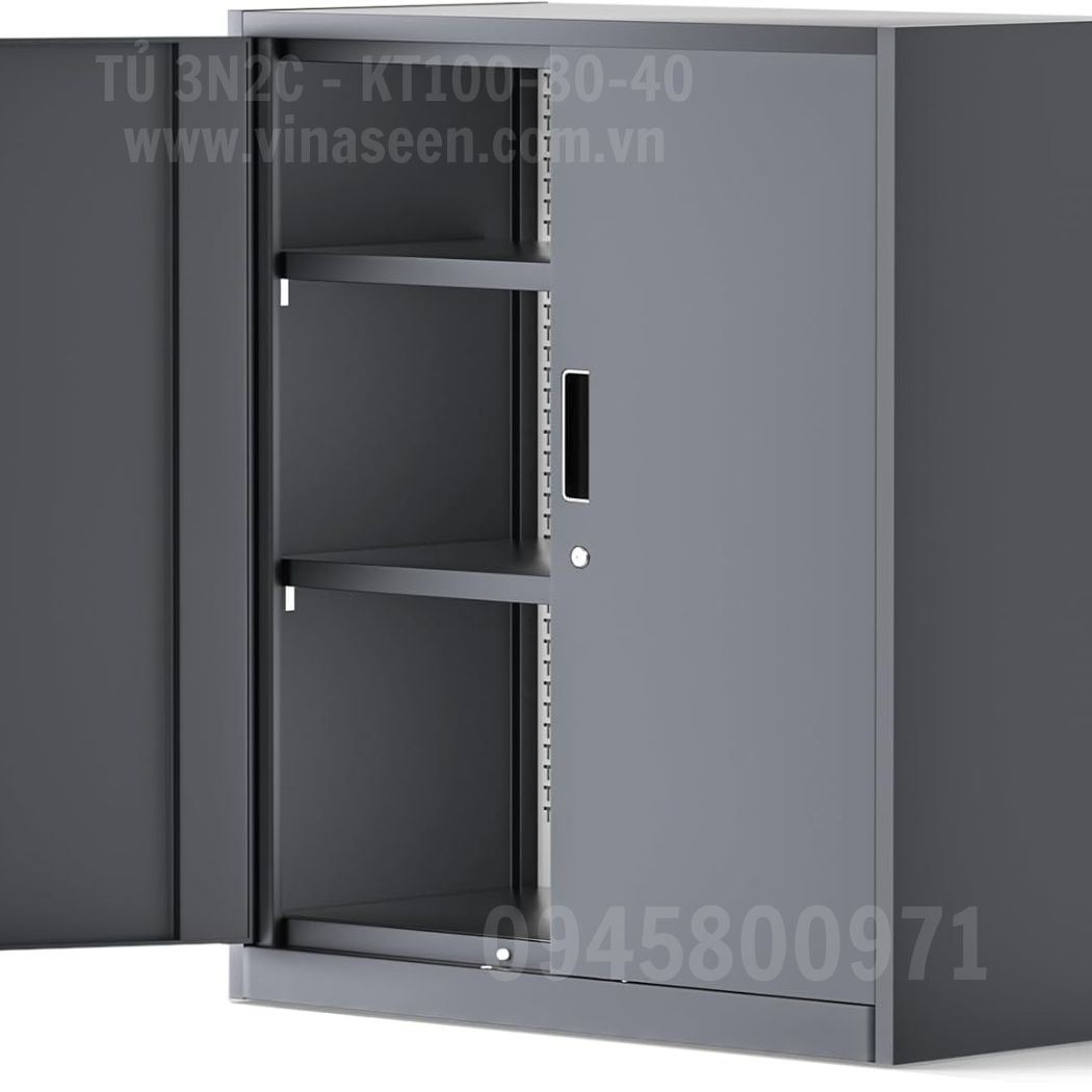 Tủ đựng dụng cụ đồ nghề 3 ngăn 2 cánh, màu xám, tủ đặt cố định.