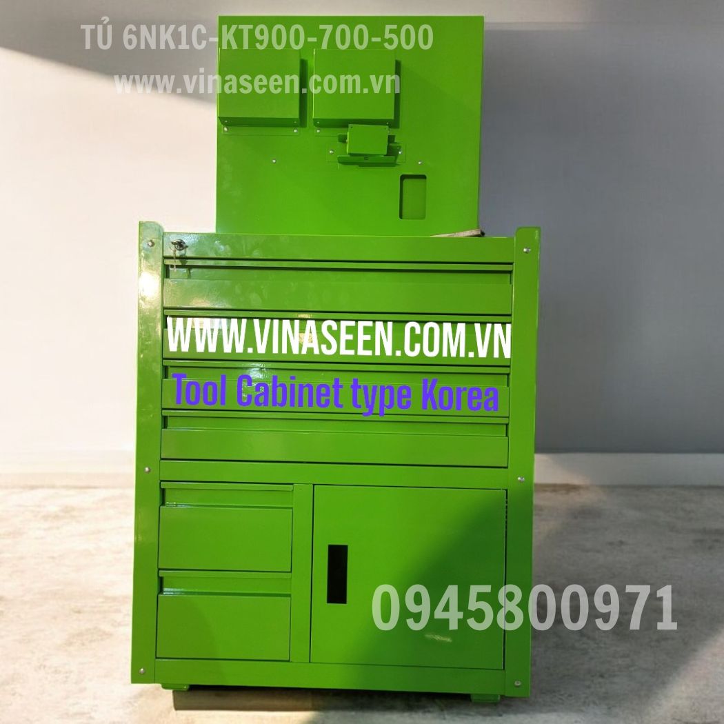 Tủ đựng dụng cụ đồ nghề 6 ngăn kéo 1 cánh, có vách treo thiết bị tài liệu, đặt cố định