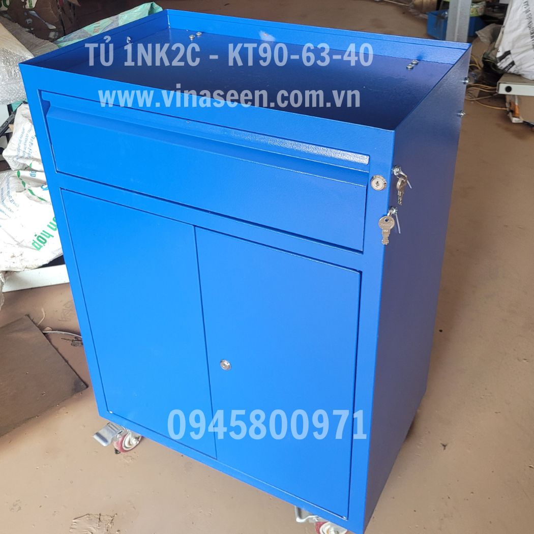 Tủ đựng dụng cụ đồ nghề 1 ngăn kéo 2 cánh, có bánh xe di chuyển.