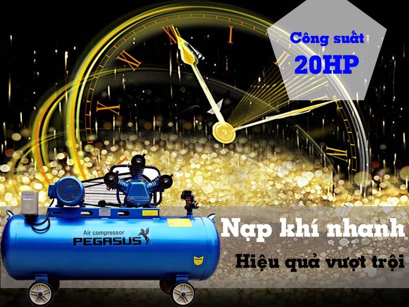 Máy nén khí 1 cấp có dầu piston dây đai Pegasus TM-V-2.0/8-330L 20HP/380V