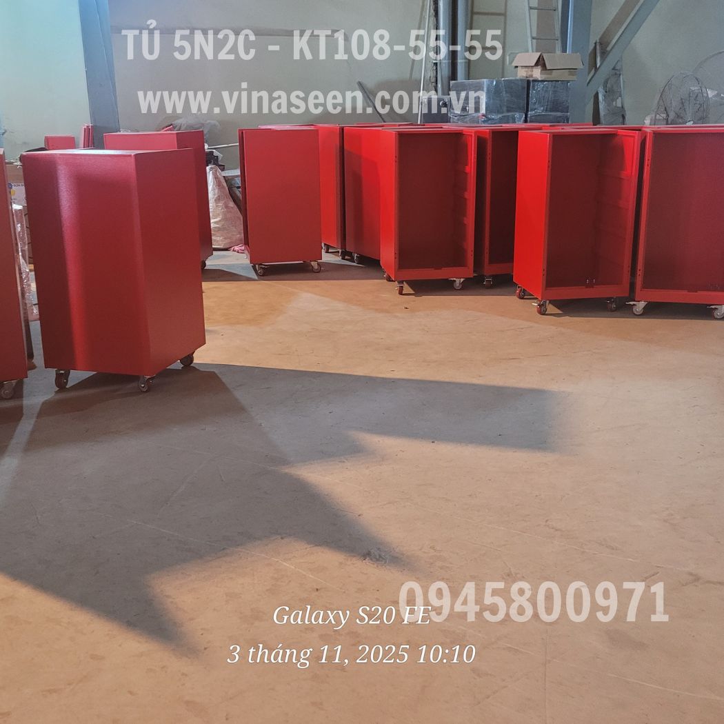 Tủ đựng dụng cụ đồ nghề 5 ngăn 2 cánh, có bánh xe di chuyển.