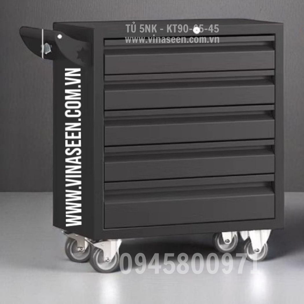 Tủ đựng dụng cụ đồ nghề 5 ngăn kéo, có bánh xe di chuyển.