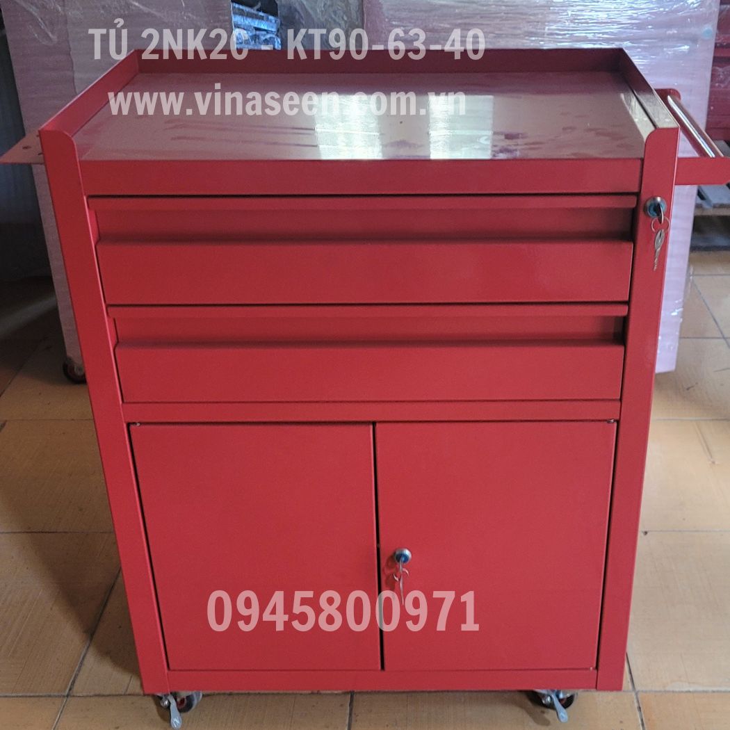 Tủ đựng dụng cụ đồ nghề 2 ngăn kéo 2 cánh, có bánh xe di chuyển.