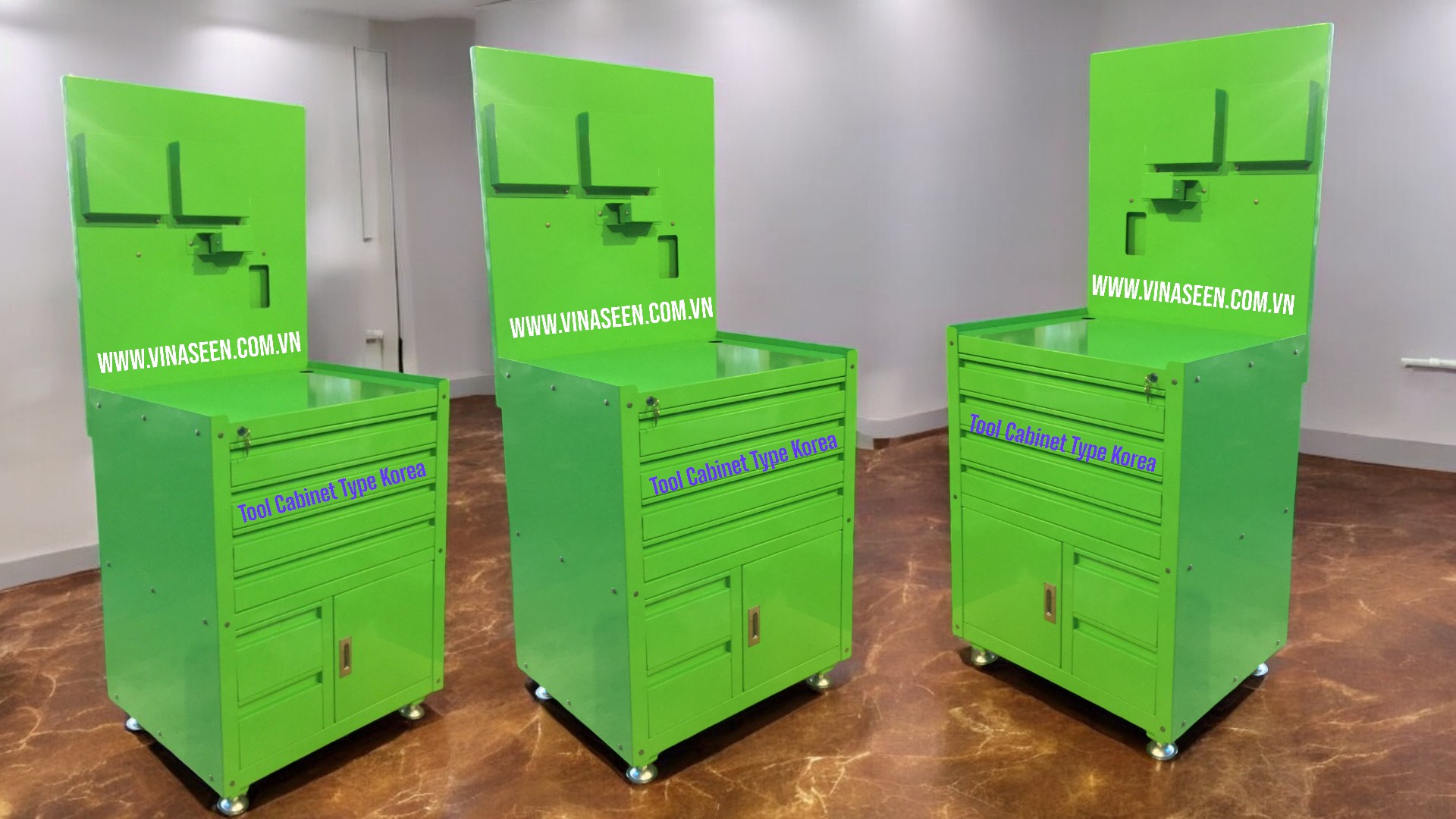 Tủ đựng dụng cụ đồ nghề 6 ngăn kéo 1 cánh, có vách treo thiết bị tài liệu, đặt cố định