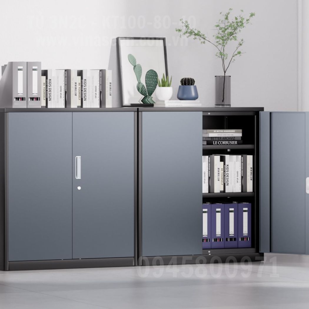 Tủ đựng dụng cụ đồ nghề 3 ngăn 2 cánh, màu xám, tủ đặt cố định.
